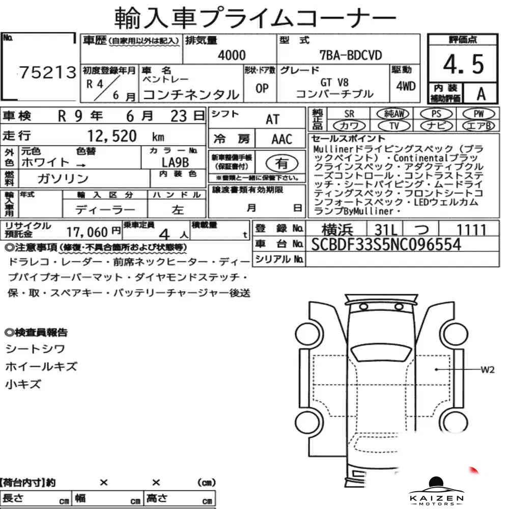 Feuille d'enchère du lot KM-JP-75213