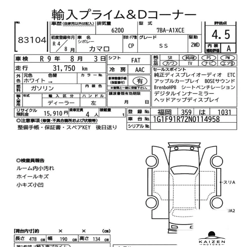 Feuille d'enchère du lot KM-JP-83104