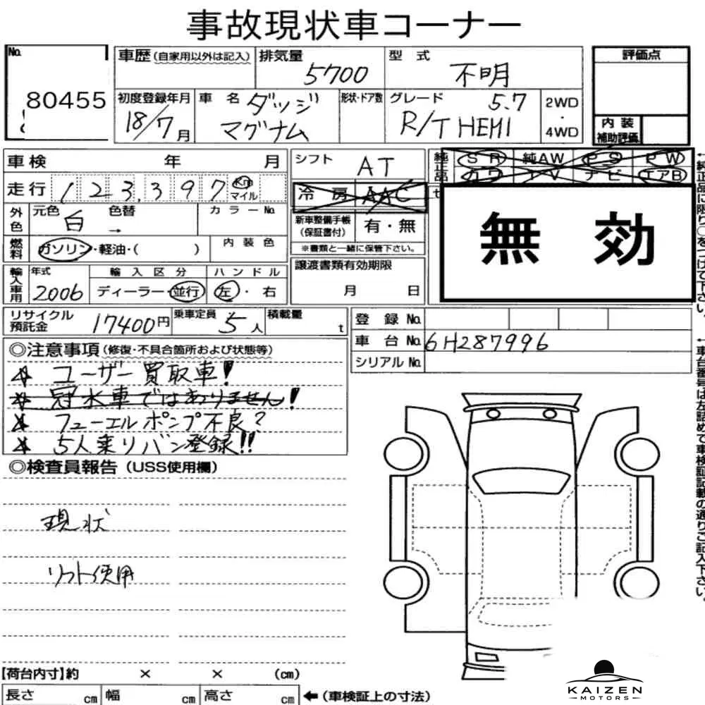 Feuille d'enchère du lot KM-JP-80455