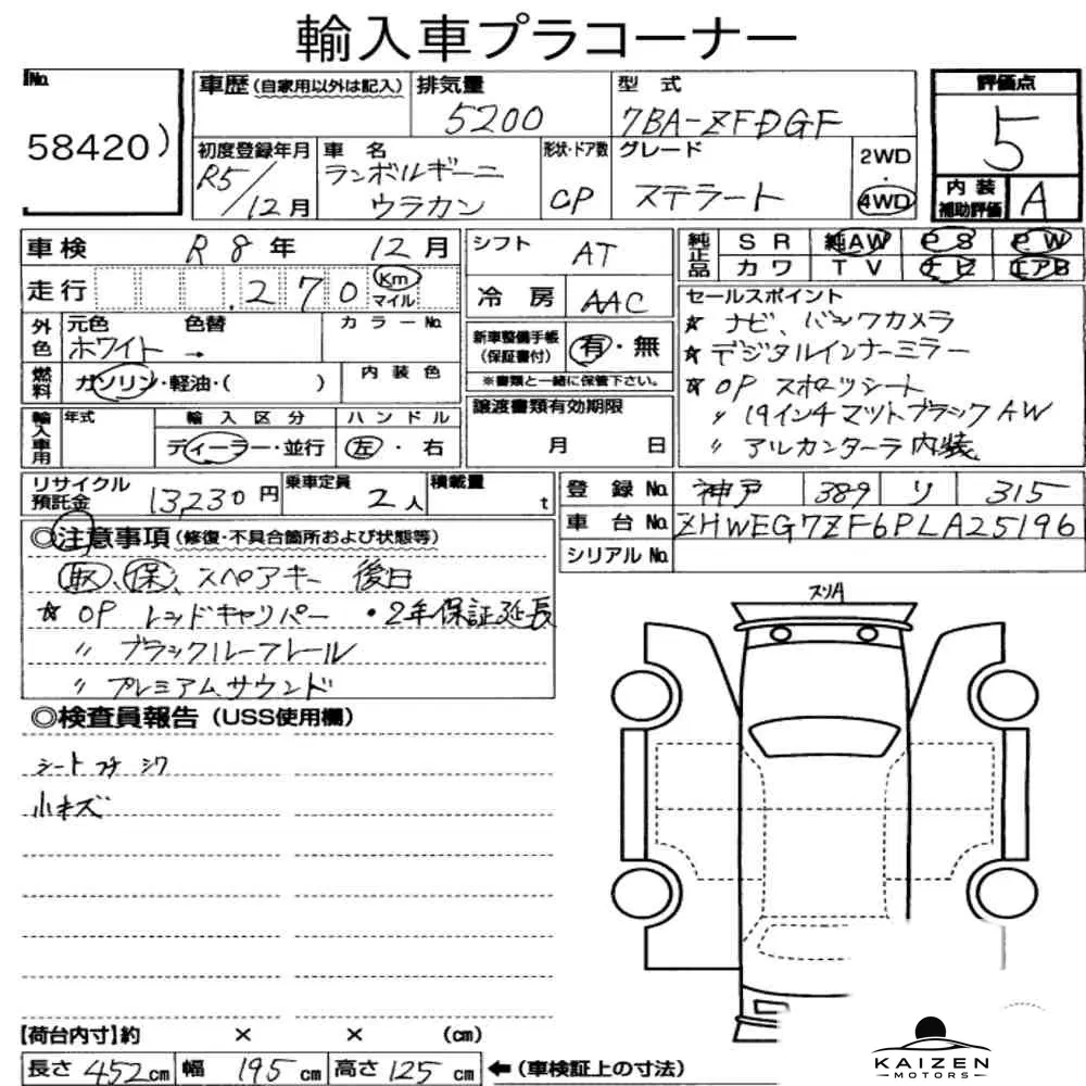Feuille d'enchère du lot KM-JP-58420