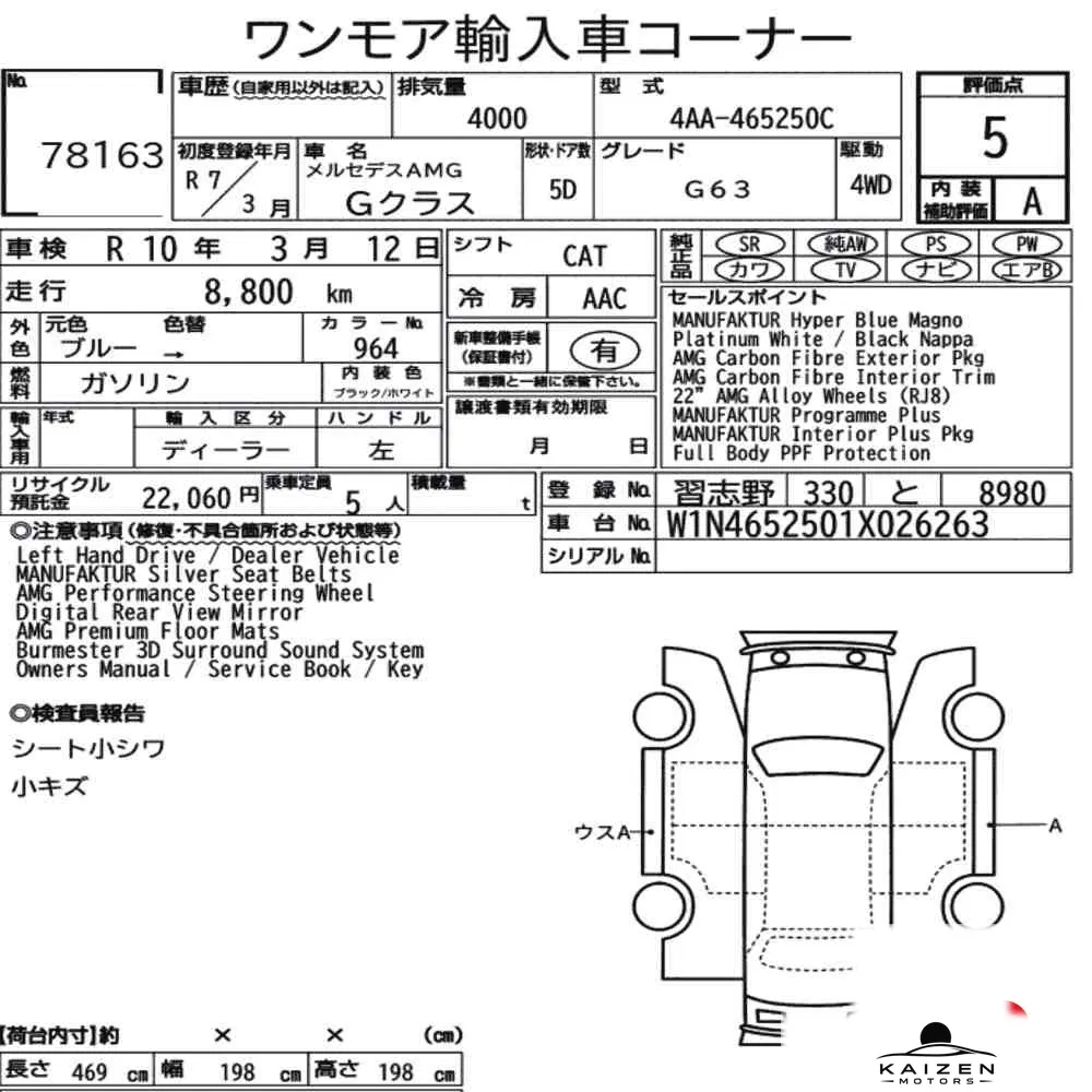 Feuille d'enchère du lot KM-JP-78163