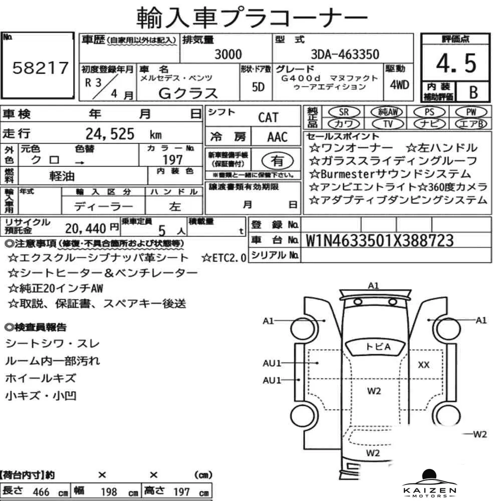 Feuille d'enchère du lot KM-JP-58217
